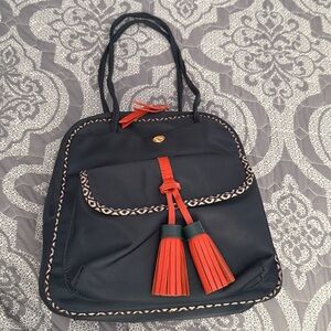 Spartina 449 Armada Dark Navy and Orange Convertible Purse Backpack Ret $136